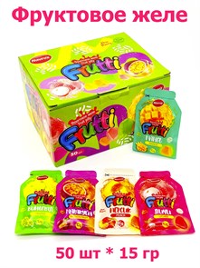 Желе FRUTTI Jelly в стиках ассорти вкусов (11047) 15 гр*8 бл*50 шт 11047