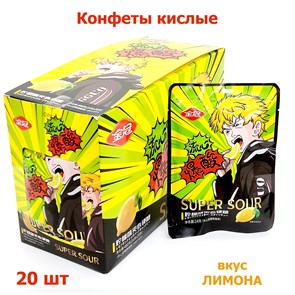Кислые конфетки мальчик Super Sour Лимон (9312) 24 гр*1 кор х 12 бл х 20 шт 9312