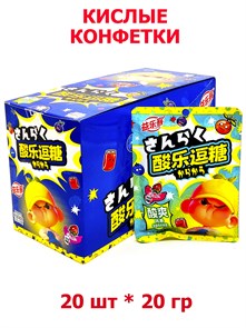 Кислые мини конфетки Фруктовый микс Yi Le Ke (0626) 20 гр*1 кор х 12 бл х 20 шт 0626