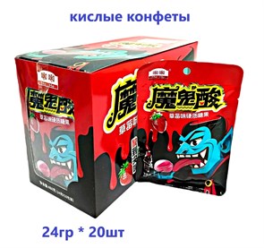 Кислые конфеты Зомби He He Клубника (51616) 24 гр*1 кор х 12 бл х 20 шт 51616