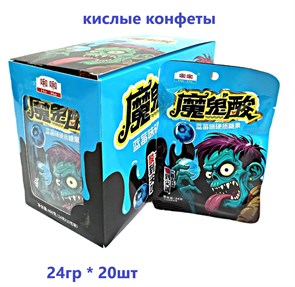 Кислые конфеты Зомби He He Черника (41021) 24 гр*1 кор х 12 бл х 20 шт 41021