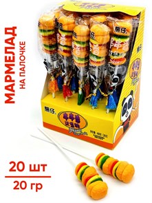 Мармелад на палочке Бургер в дисплее (21968) 20 гр*1 кор х 12 бл х 20 шт 21968