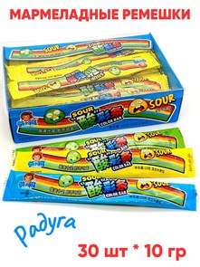 Мармелад кислый Ремешки радуга Mengxiaoya (2800) 10 гр*1 кор х 24 бл х 30 шт 2800