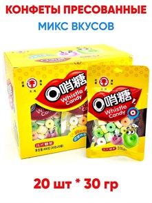 Конфеты Свисток пресованные микс вкусов Tainfeng Candy (6885) 30 гр*1 кор х 16 бл х 20 шт 6885