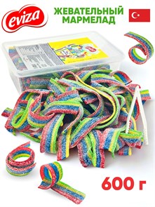 Мармелад EVIZA Кислые ленты с посыпкой (Радуга) (EVIZA3742) 600 гр*1 кор х 12 контейнеров*1 шт EVIZA3742