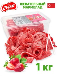Мармелад EVIZA Кислые ленты с посыпкой (Клубника) (EVIZA3766) 1 кг*1 кор х 12 контейнеров*1 шт EVIZA3766