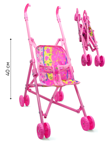 Коляска для кукол розовая с принтов в пакете 3690 3690