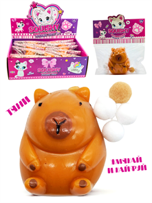 Игрушка - антистресс давилка с гелем с шариками Капибара в пакете 1 блок х 12 шт 00-6520 00-6520