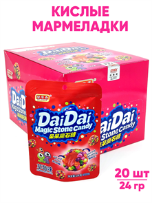 Кислый мармелад Волшебный камень DaiDai Клубника (0497) 24 гр*1 кор х 12 бл х 20 шт 0497
