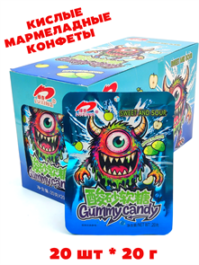 Кислые мармеладные конфеты Монстр LUXING Яблоко (2255) 20 гр*1 кор х 12 бл х 20 шт 2255