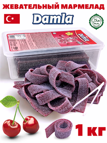 Мармелад DAMLA Кислые ремешки со вкусом Вишни Tayas (TS3007) 1 кг*1 кор х 12 контейнеров*1 шт TS3007