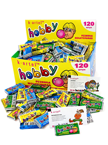 Жевательная резинка Kartel Хобби Hobby с фруктовым или мятным вкусом (0a1.0.700) 2,5 гр*10 бл*120 шт 0a1.0.700 / KA002855