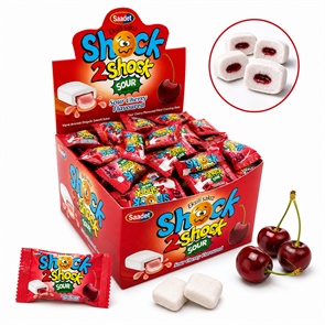 Жевательная резинка ШОК SHOCK 2 SHOCK ВИШНЯ суперкислая с начинкой (GUM080) 4 гр*20 бл*100 шт GUM080