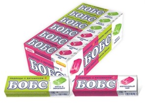 Леденцы БОБС Мята / эвкалипт, малиновый чай (BS-6-1) 35 гр*20 бл*18 шт BS-6-1