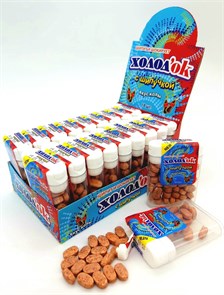 Конфеты Холодок таблетированные со вкусом КОЛЫ  (с шипучкой) в диспенсоре (DE-057) 14 гр*24 бл*18 шт DE-057