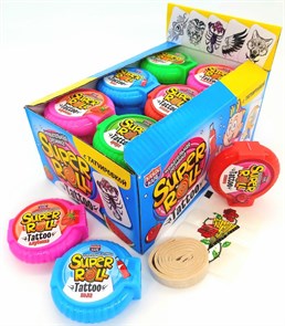 Жевательная резинка SUPER ROLL TATTOO ассорти (Канди Клаб) (GUM028) 12 гр*16 бл*24 шт GUM028/шк323346429